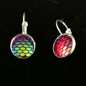 July mermaid scale leverback earrings